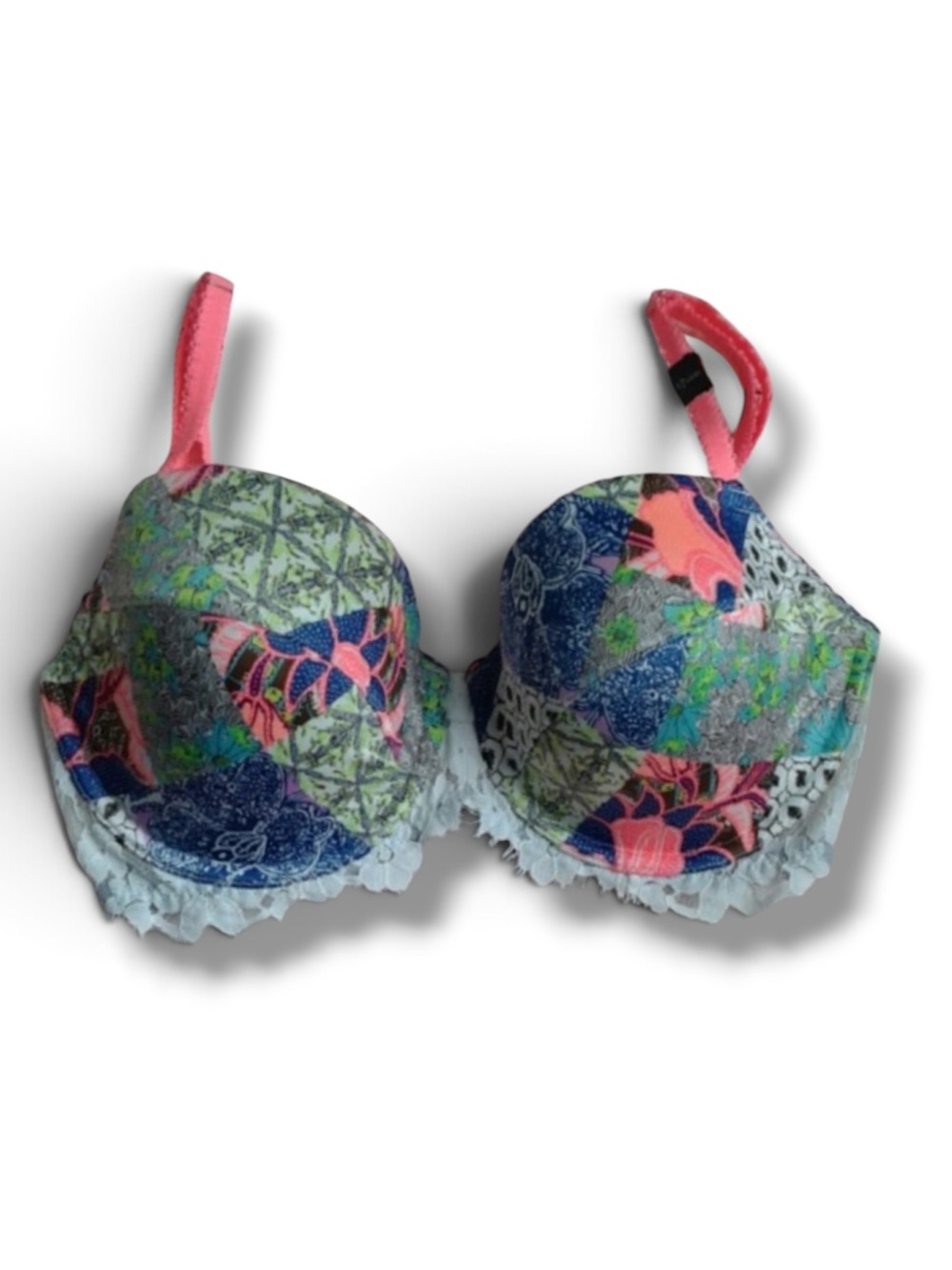 VICTORIA’S SECRET Dream Angels Lined Demi Bali Patchwork Bra | 32DD/32DDD | NWT